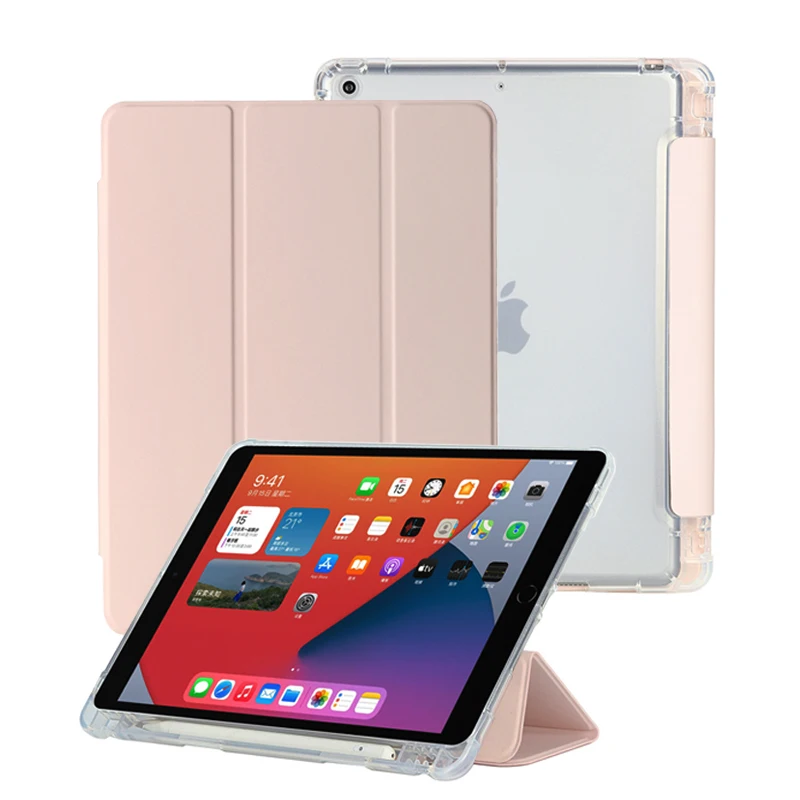 

Transparent back case tablet PU leather case for iPad 10.2'' 7/8th Gen. 2019 2020