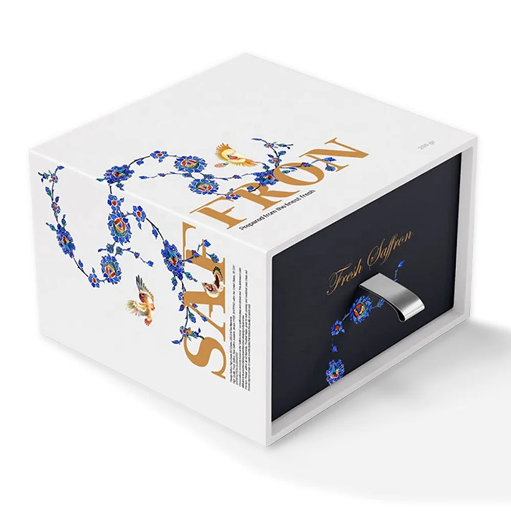 

Wholesales customization Logo luxury hardboard empty Gift Packaging Box latest design Saffron dose packaging box