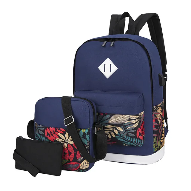

3pcs/set USB Unisex Backpacks High School Bags for Women 2021 Shoulder Student Travel Bag Men School Backpack