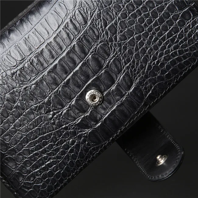 

Low MOQ Custom Genuine Crocodile Skin Embossed Leather Wallet Men Clutch Bag, Black