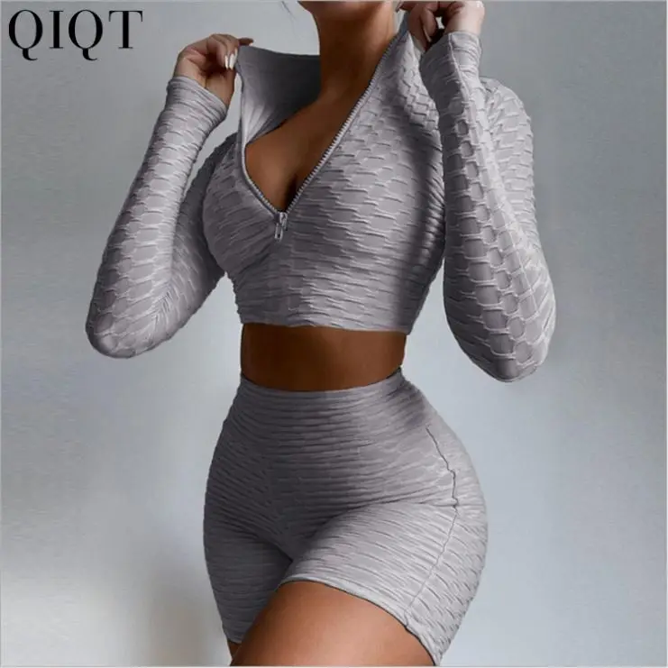 

Best Seller Fashion Solid Color Long Sleeved Casual Sports Two Piece Breathable Sportswear Women'S Clothing