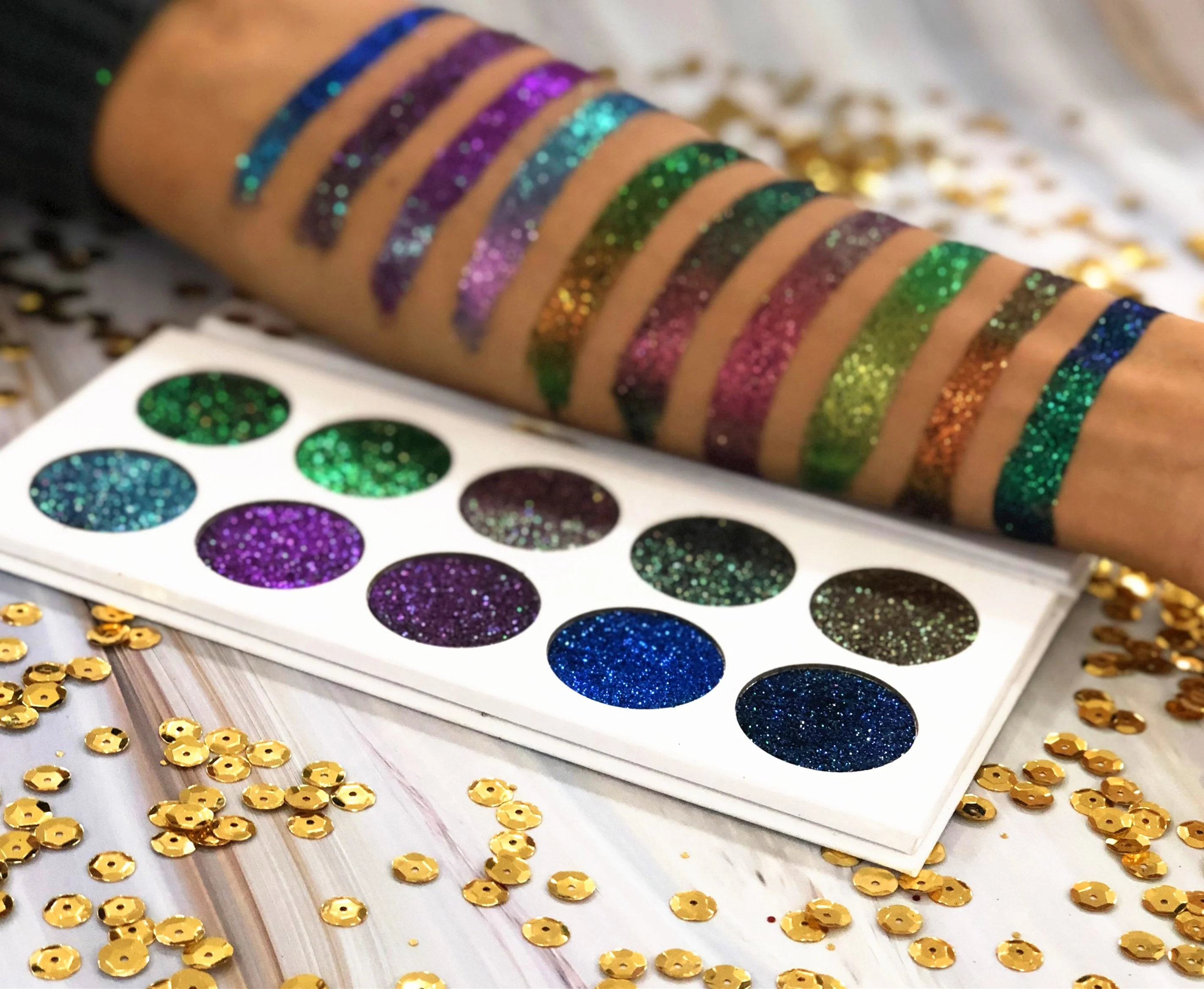 

Private Label Customized Cosmetics 10 Color Duochrome Pigments Eyeshadow Chameleon Glitter Eyeshadow Palette