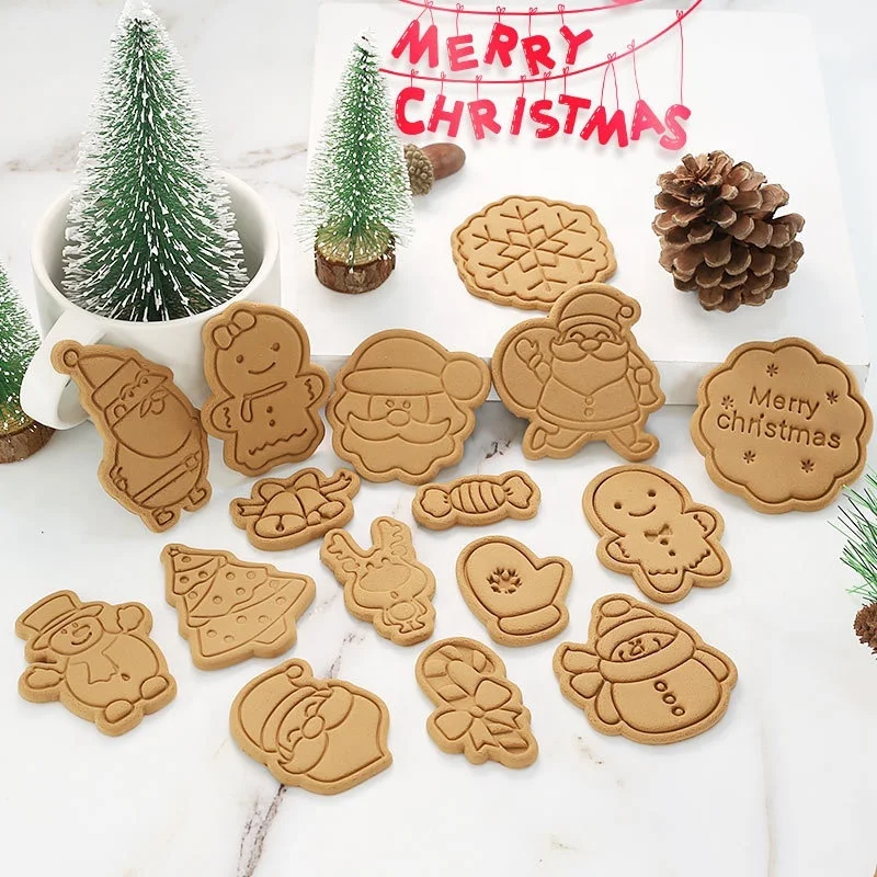 

Home DIY Baking Tool Christmas Cartoon Biscuit Mold 3D Press-Press Manual Baking Mold LXQ-0138