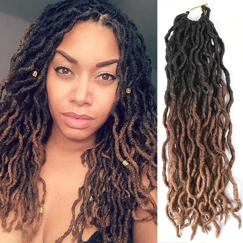 

Synthetic Nu Gypsy Locs Extension Wavy Curly Crochet Braid Hair Goddess Faux Locs