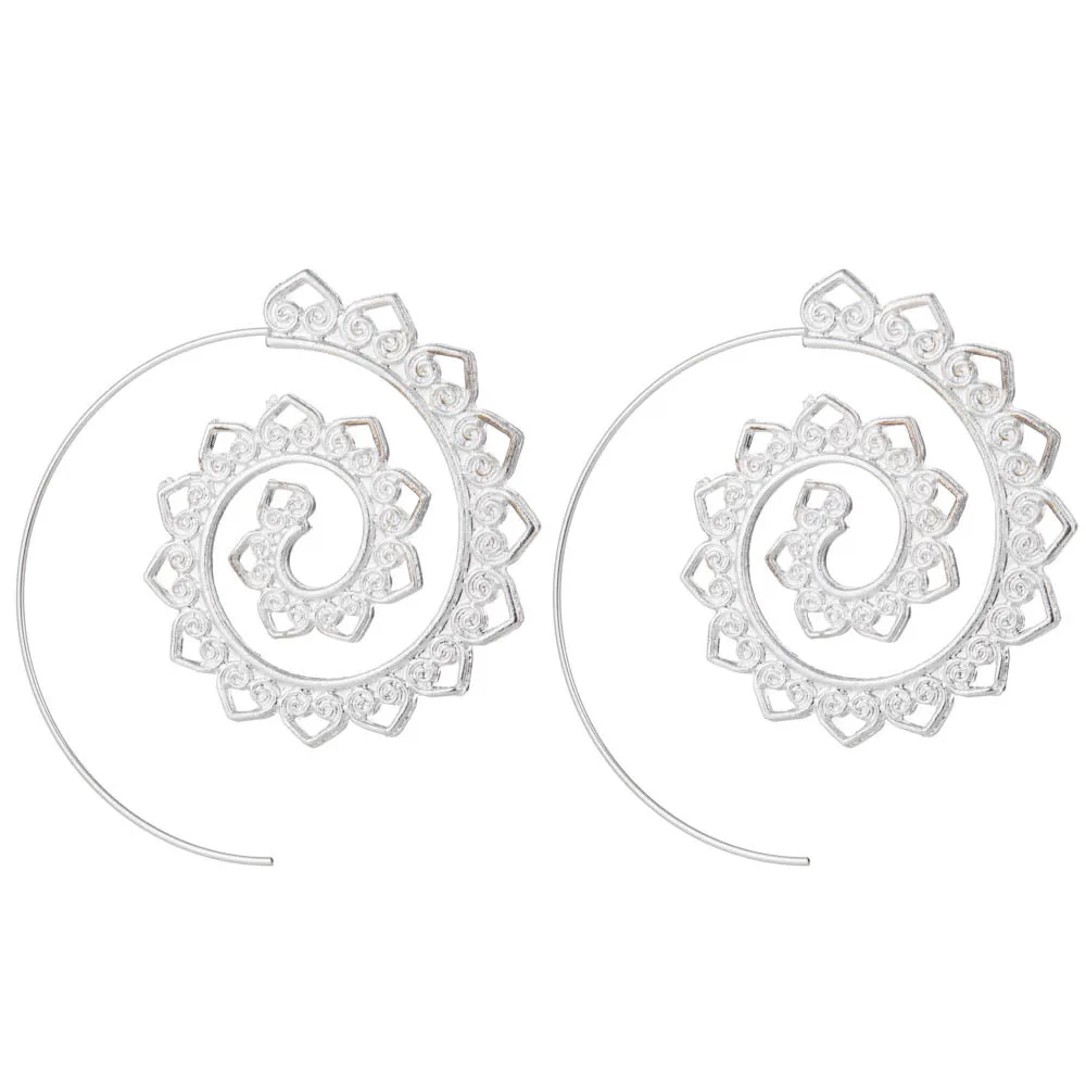 

Wholesale New Oval Earrings Exaggerated Vortex Gear Heart-shaped Vintage Ear Jewelry For Women, Gold