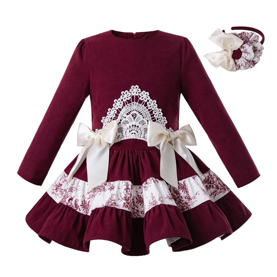 

OEM Pettigirl New Arrival Red Beautiful Dresses For Girls With Bow Girls Casual Dresses