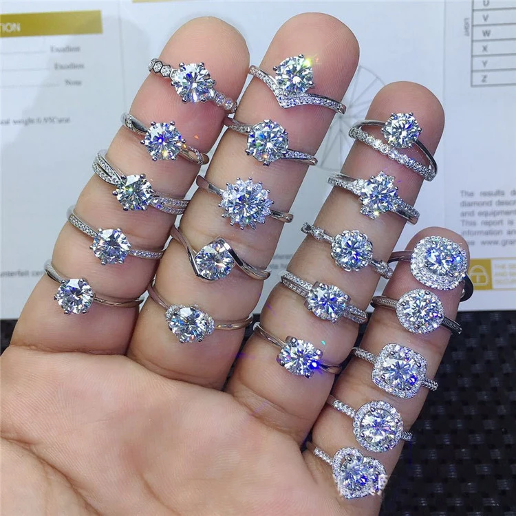 

Wedding Engagement Diamond Rings Jewelry  Moissanite 925 Sterling Silver Ring