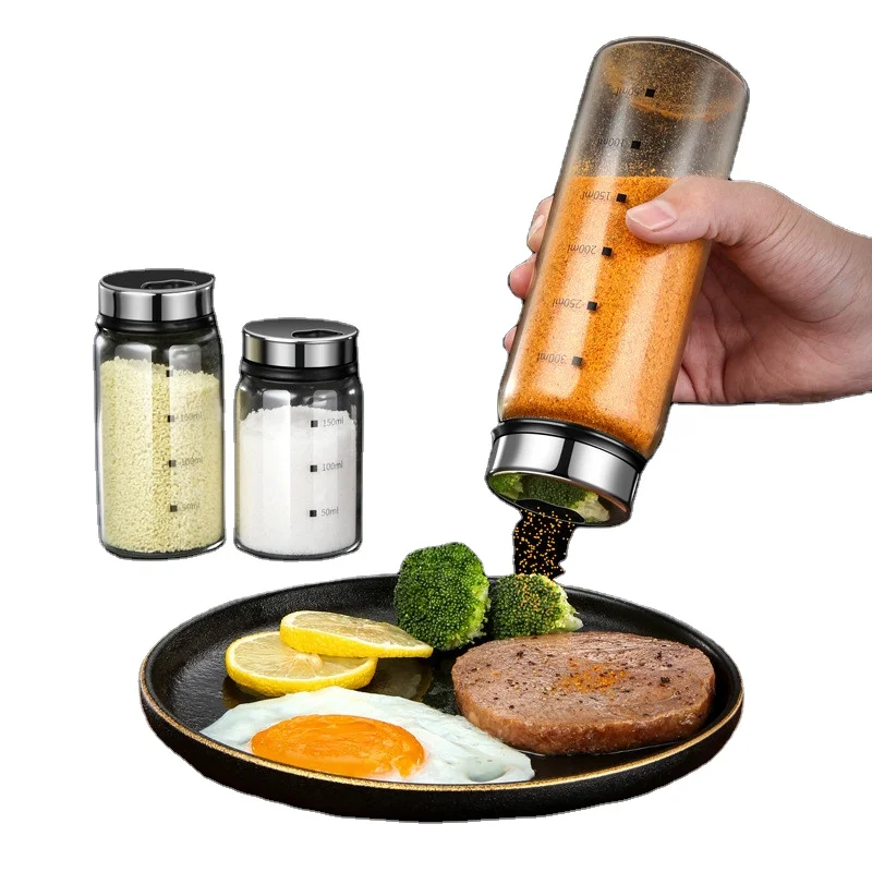 

Factory Price herb Jar spice Jar spice bottles spicy Rotating Glass Seasoning Jar Set Herb Spice Tools Bottles Pepper Container