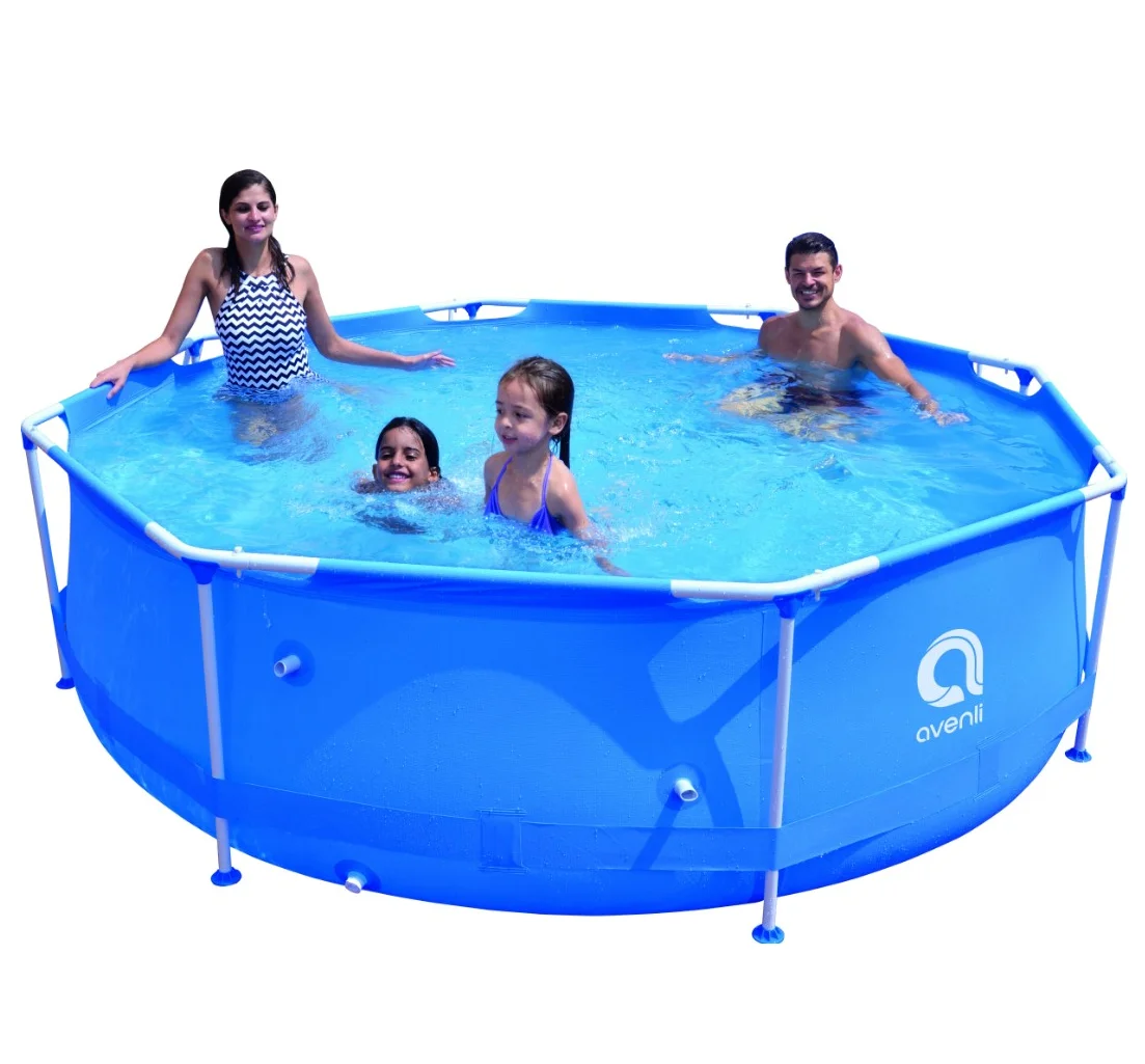 

Blue Round steel frame pools steel frame family swimming pool 300cm x 76cm large inflatable outdoor Family swimming pool, As picture