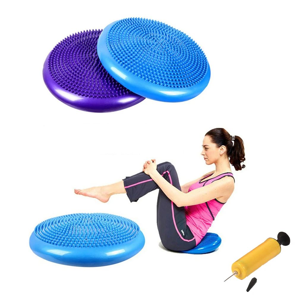 

Yoga Fitness Inflatable Balance Plate Stability Balance Pad Disc Wobble Cushion With Pump, Customized color