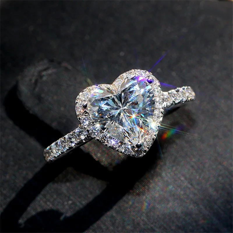 Heart Shaped Engagement Ring Diamond Love Promise Rings Cubic Zirconia Ring Jewelry