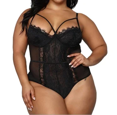 

China Factory In Stock Delicate Lace Plus Size Womens Bodysuits 2021