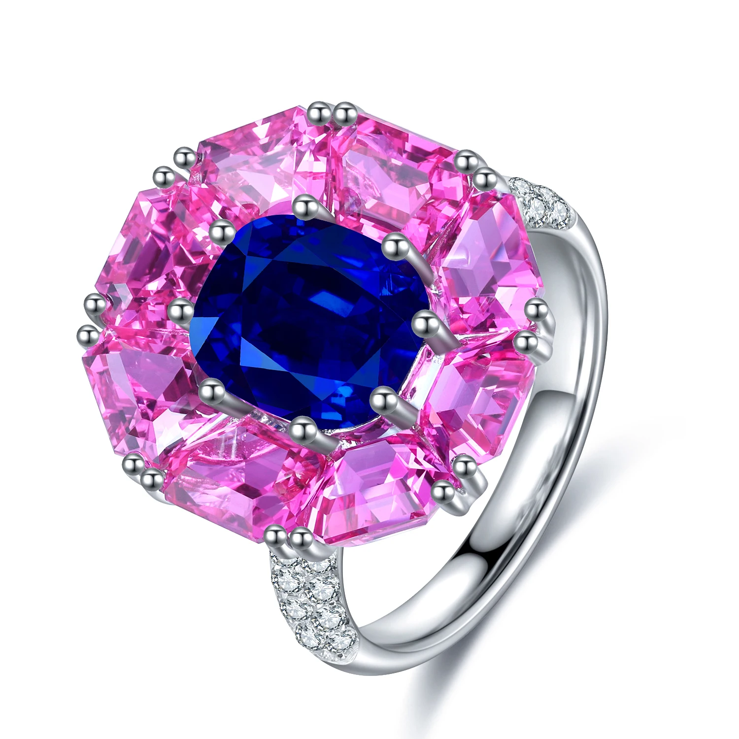 

2021 factory Wholesale Custom Luxury Women's Engagement Anniversary Lab Grown Sapphire 9K Gold Ring, Blue