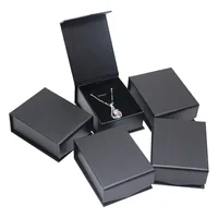 

Wholesale Customized Luxury Black Paper Cardboard Jewelry Pendant Necklace Box With Logo