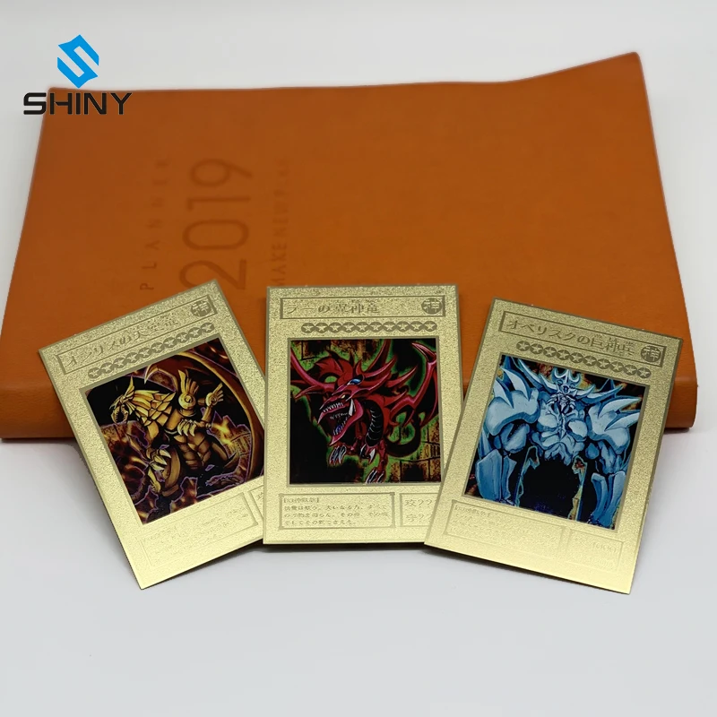 

RTS shiny golden metal yu gi oh card metal trading card