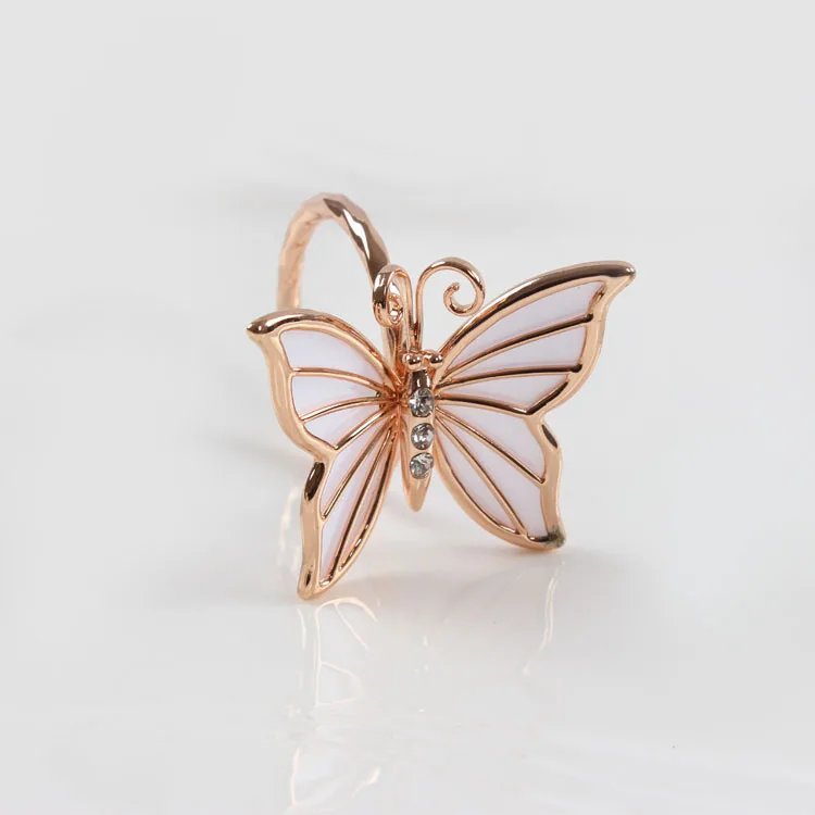 

Elegant Gold Silver Color Butterfly Design Alloy Napkin Ring Holder For Wedding