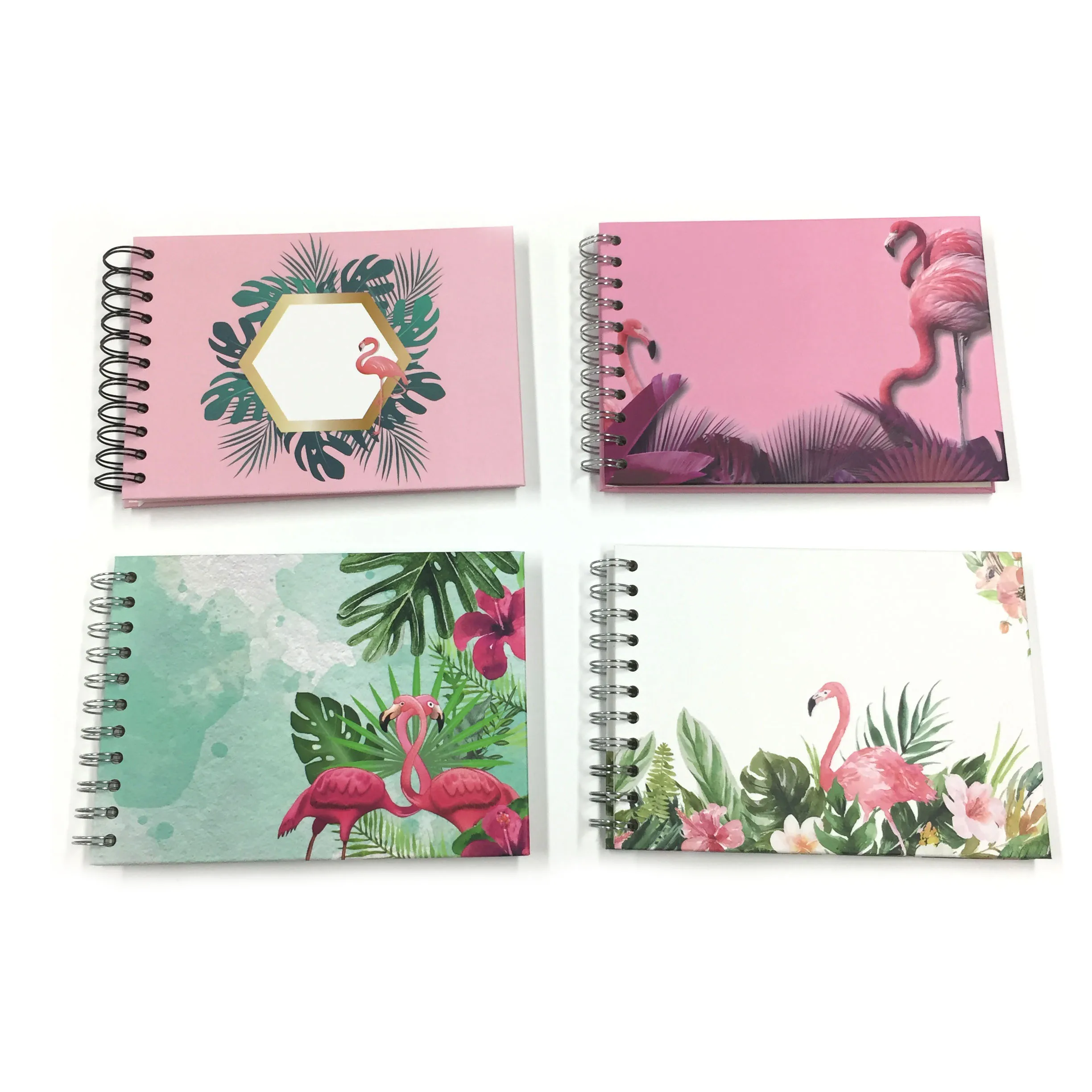 product-Dezheng-2020 Silver Spiral Binding Flamingo Photo Album With Self Adhesive Pages for Memorie-2