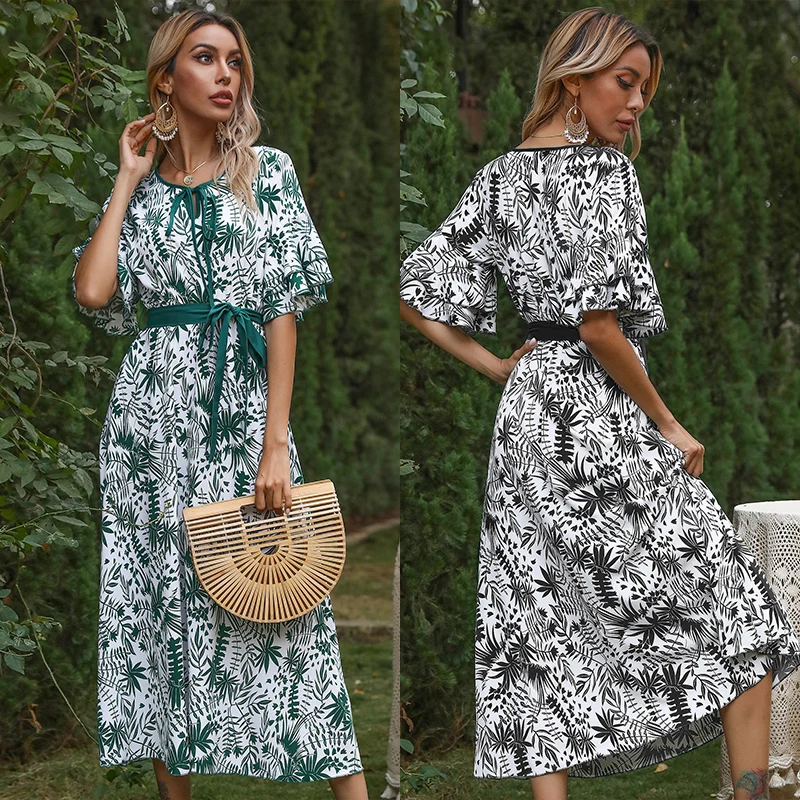 

Vestidos Bulk Clothes Fashion Custom Lady Chiffon Ruffle Maxi Dress Vestidos Women Elegant Summer Casual Dresses