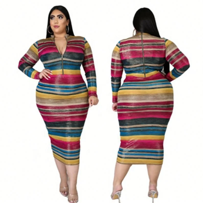 

New Style Striped Bronzing Dress European And American Women's Clothing ., Picture