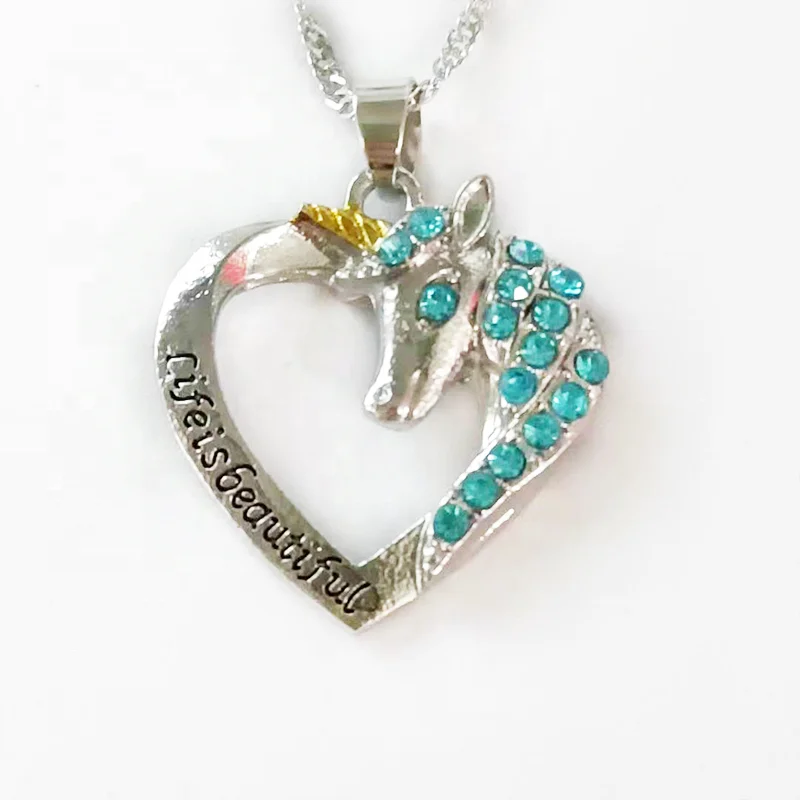 

New fashion submarine unicorn blue lady pendant necklace
