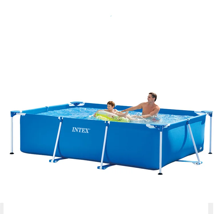 

Summer PVC Adjustable pools swimming outdoor family size kids inflatable rectangular metal frame swimming pool, Blue