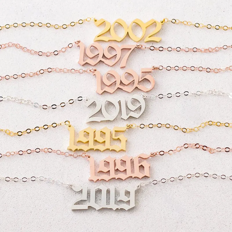 

DIY Jewelry Christmas Gifts Stainless Steel Personalized Name Date Necklace for Couple, Customized color