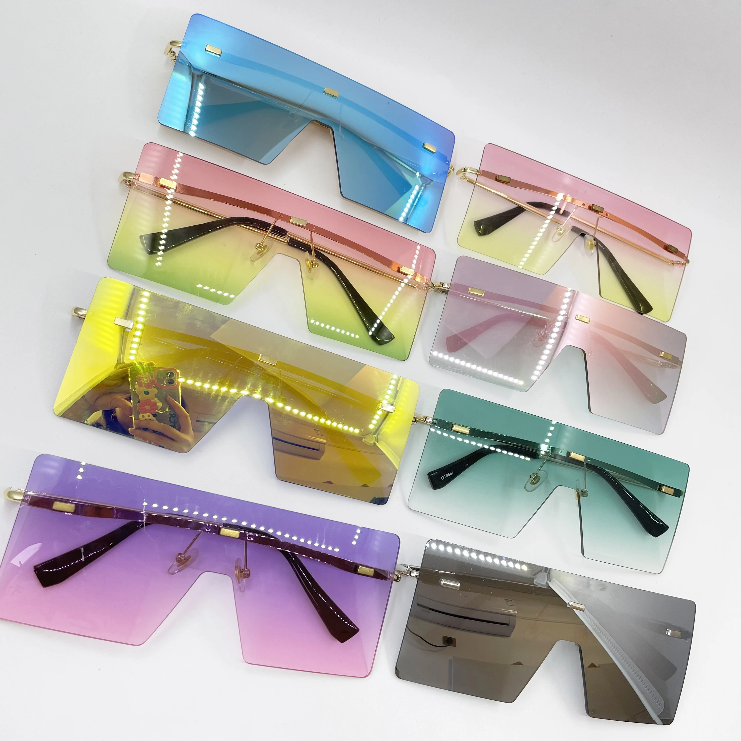 

Twooo 8587 Rimless Square Oversized 2021 Cool Sun Glasses River