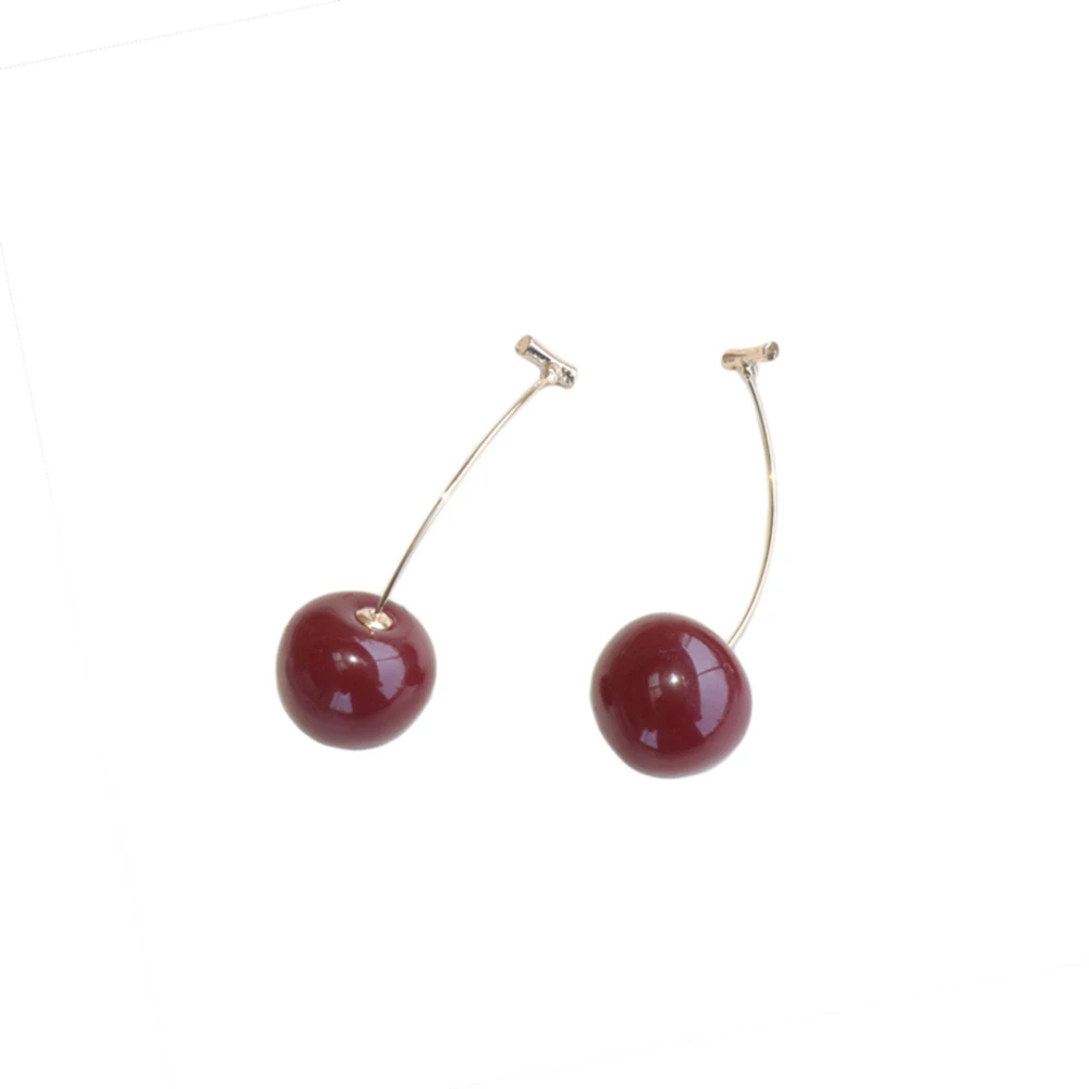 

Korean Fashion Berry Cherry Design Earring Summer Style Earrings Cute Long Drop For Women Jewelry, Colorful