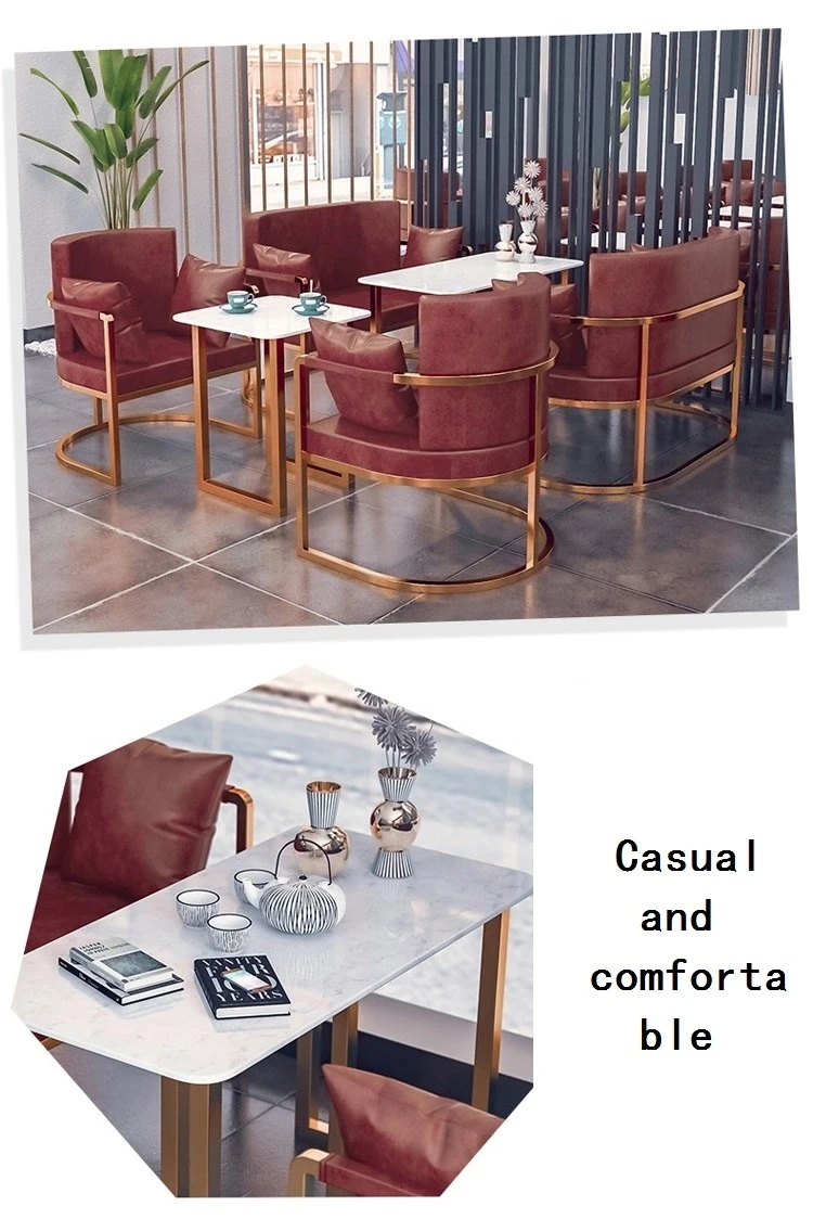 Nordic new Iron art cafe bar milk tea shop office sofa conference reception booth leisure desk and chair combination