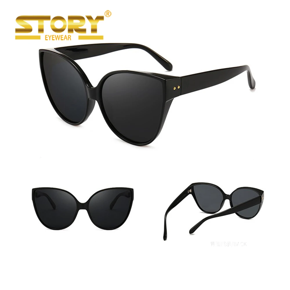 

STORY CC626 TR90 Polarized sunglasses black Men Oversized Shades