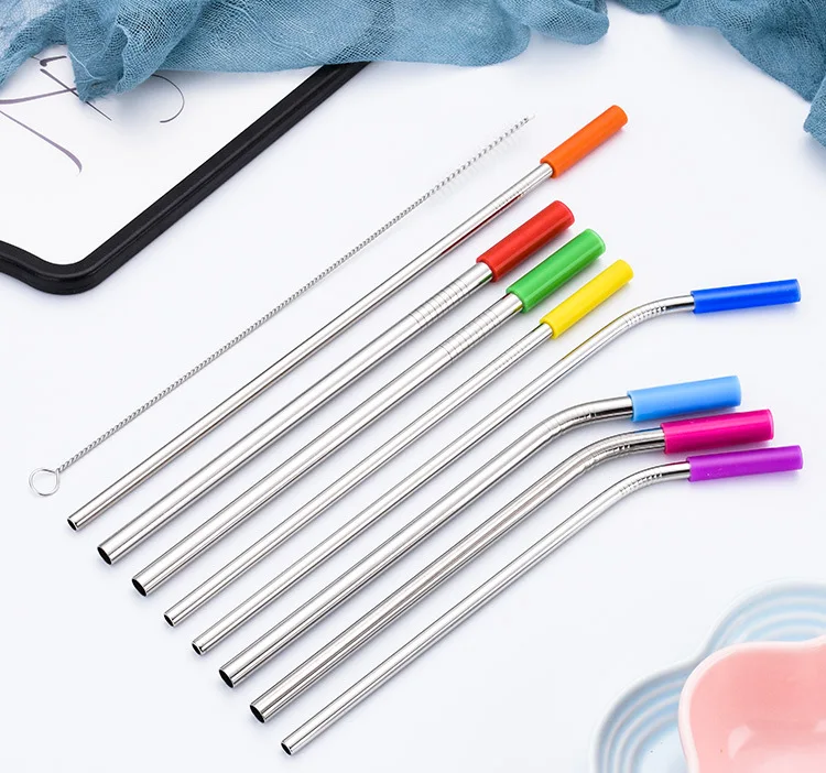 

Metal Straw Reusable 8.5" 10.5" 6mm Bent Straight Straws for 20 30oz Tumblers