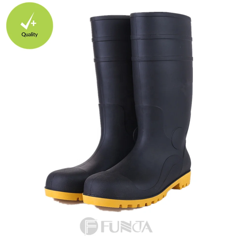 

FUNTA Mens PVC Insulated Knee High Safety Boots For Kitchen, Black/yellow/green customized color