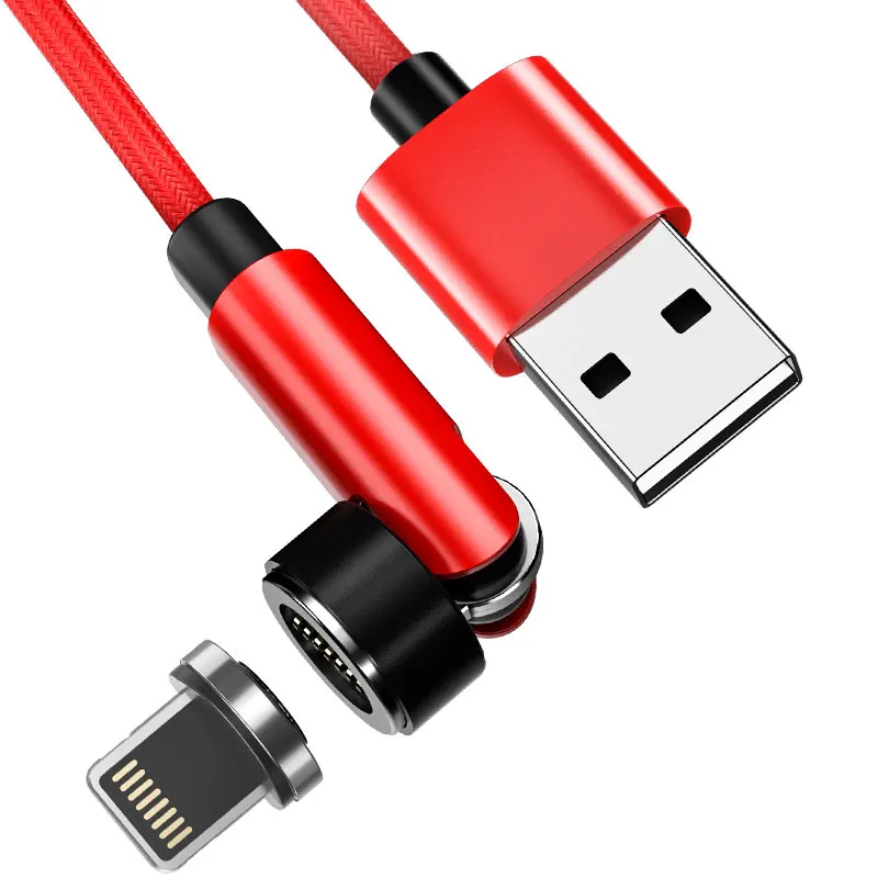 

1M/2M 3 in 1 USB Data LED Phone Fast charing Magnetic Charing usb cable 540 Rotation, Black red silver