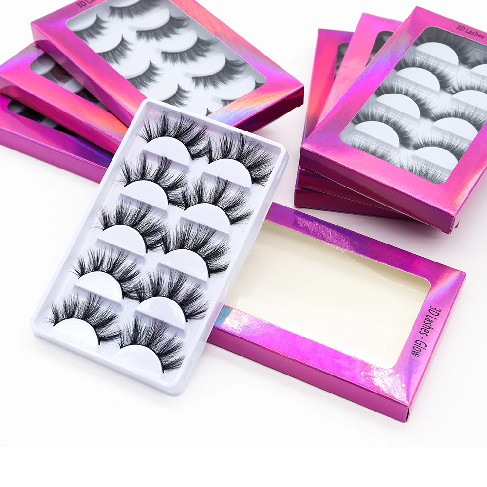 

Eyelashes Vendor 5 Pairs 3d Faux Mink Lash Books With Custom Box and Free Sample, Black