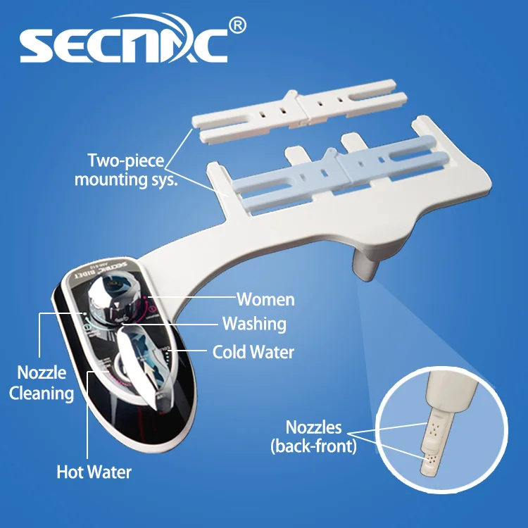 
AMI610 SECNAC Non-electric Dual Nozzle Bidet Attachment for Toilet 