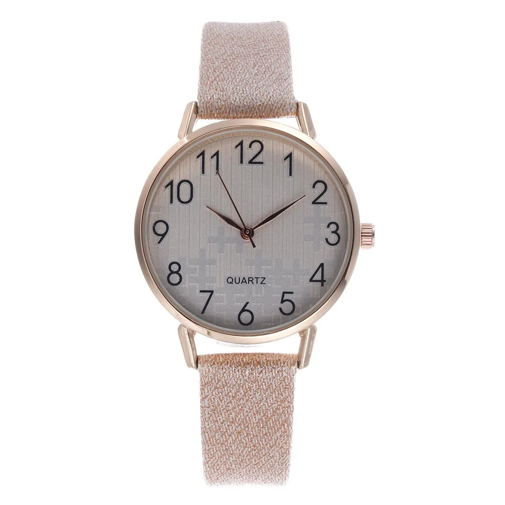 

Hot style casual fashion ladies leather watch simple stripe digital face female student quartz watch wholesale reloj, 6 colors