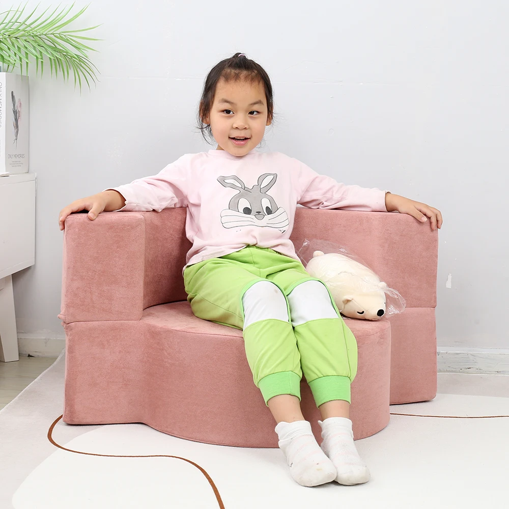 

SAIEN Children's 2 in 1 Flip Open Foam Sofa Children's Sofa Bed Baby's Upholstered Couch Sleepover Chair Flip out