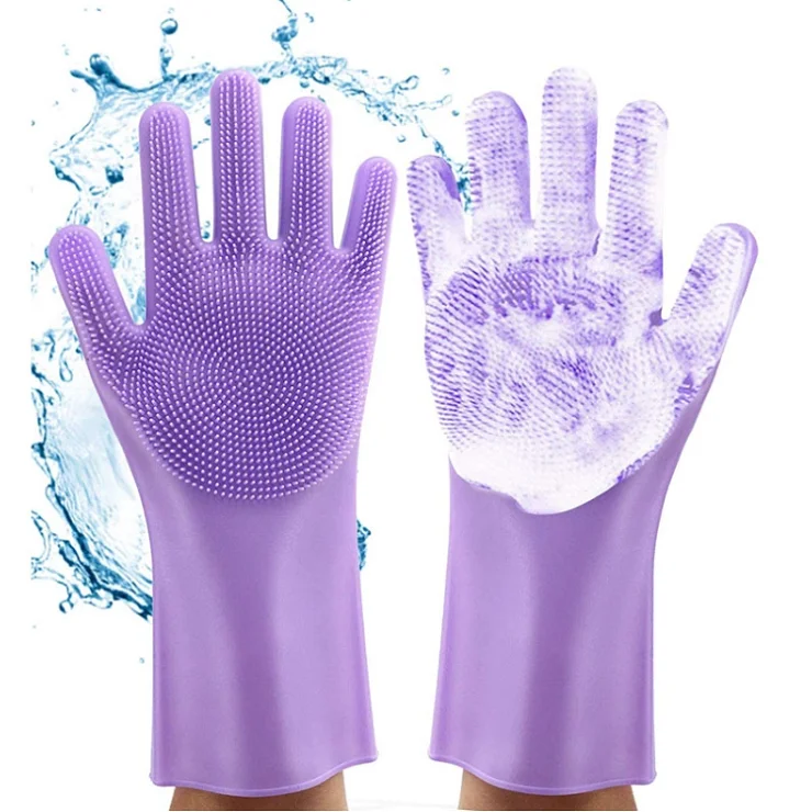 

Dishwashing Cleaning Gloves Magic Silicone Rubber Sponge Glove 160g Household Scrubber Kitchen Clean Tools Dropshipping Kitchen