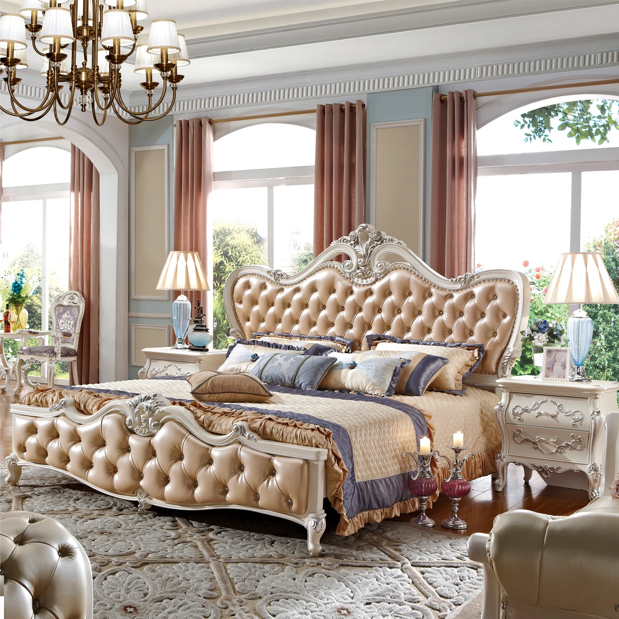 classic european design tulip colour wedding furniture bed