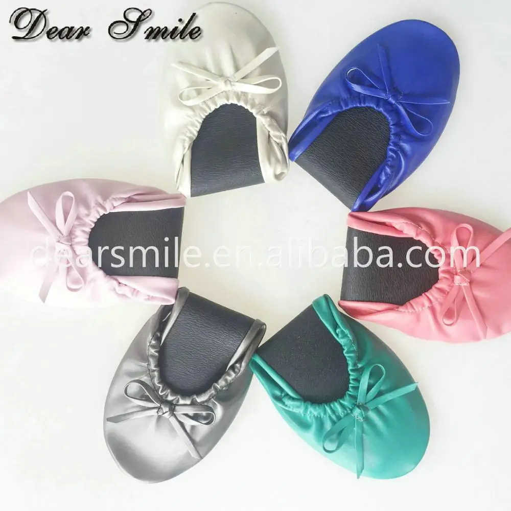 

Ready to ship ! Hot Selling lady folding ballerina shoes with pouch for wedding gift, Black,white,silver, gold, pink and ect as color swatch