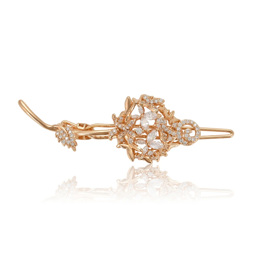 

00173 Xuping Hot fashion lady butterfly hairpin with leaves jewelry, 18k gold color plated
