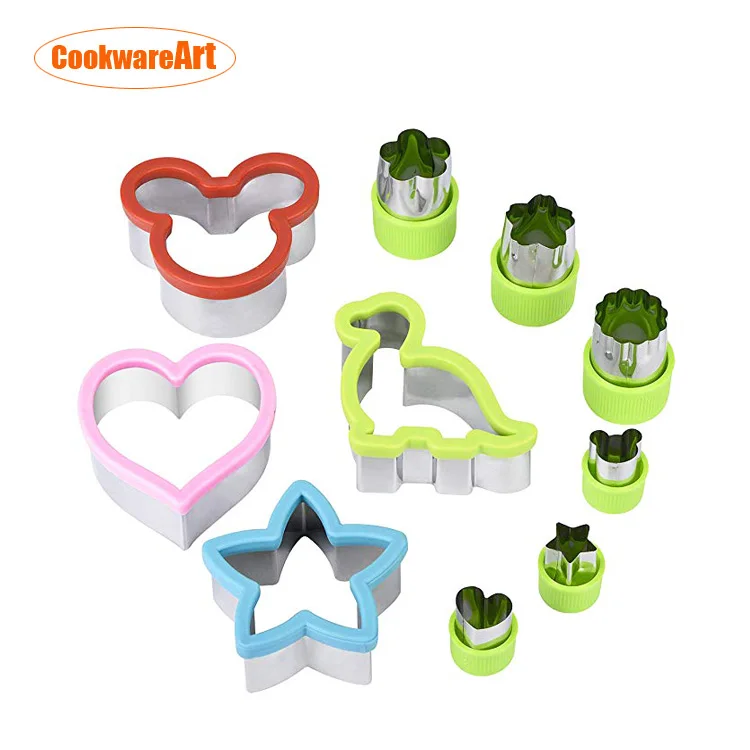 

Amazon 10pcs dinosaur star heart shape colorful stainless steel sandwich cookie cutter fruit and vegetable cutter set for kids