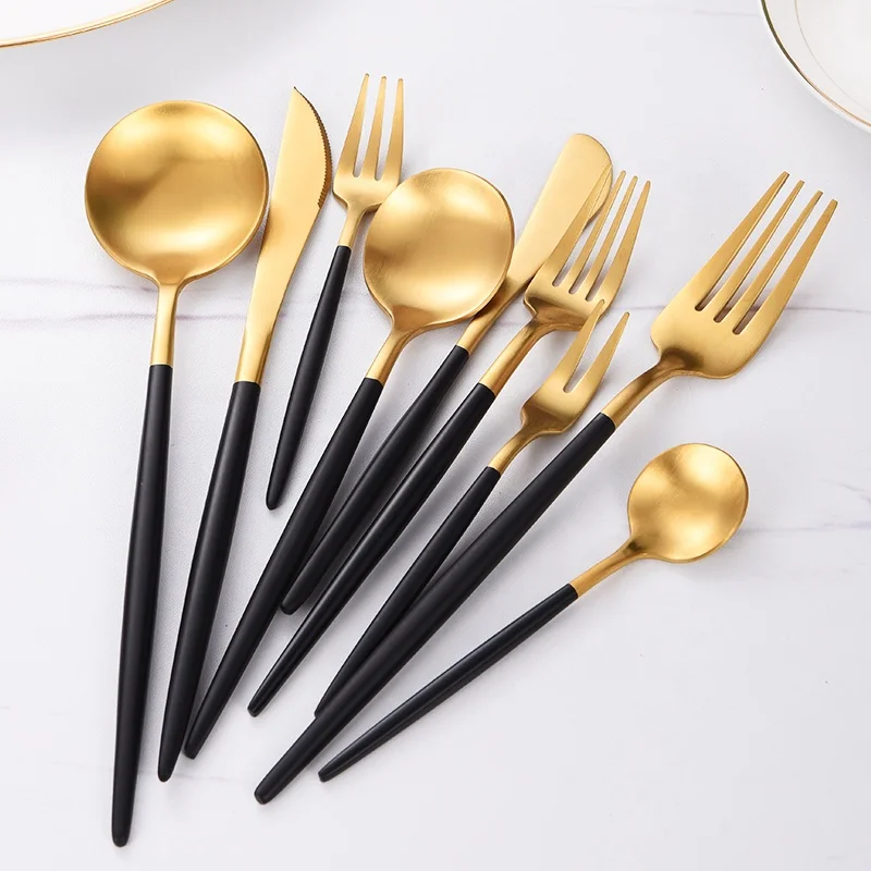 

304 wholesale customized Logo luxury reusable flatware stainless steel cutlery set