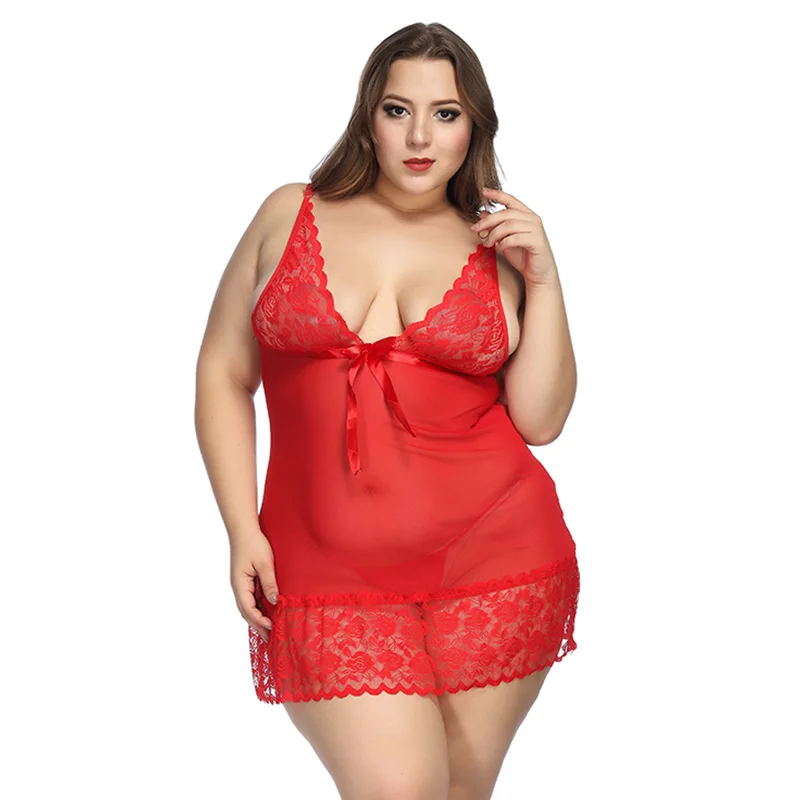 

2021 big size sexy transparent nightgown for fat women sexy mature plus size lingerie