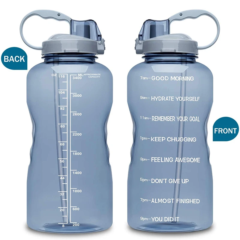 

Everich 1 Gallon Tritan Reusable Eco Friendly Water Bottle Kids Caps Motivation Water Jug with Large Capacity, Customized color