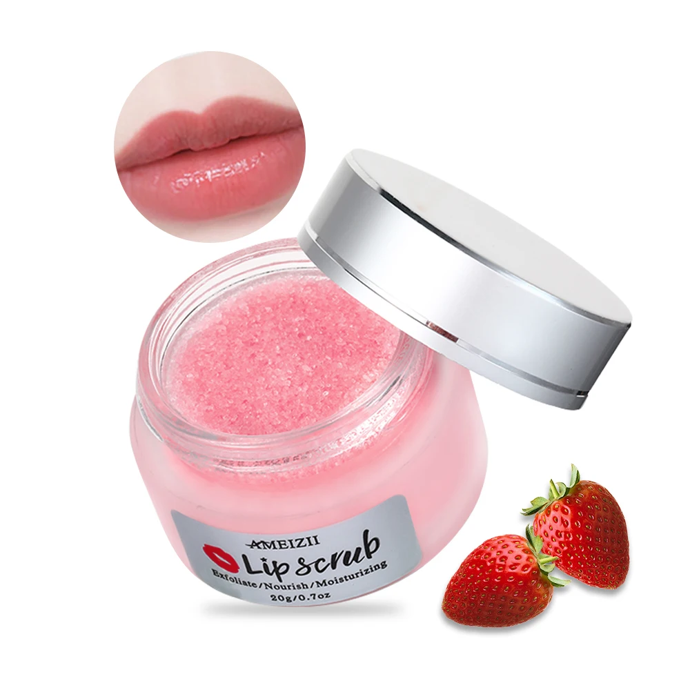 

Private Label Strawberry Lip Scrub Lightening Exfoliating Sugar Lipscrub Natural Vegan Lip Care Hydrating Plumping Lip Scrub, Pink