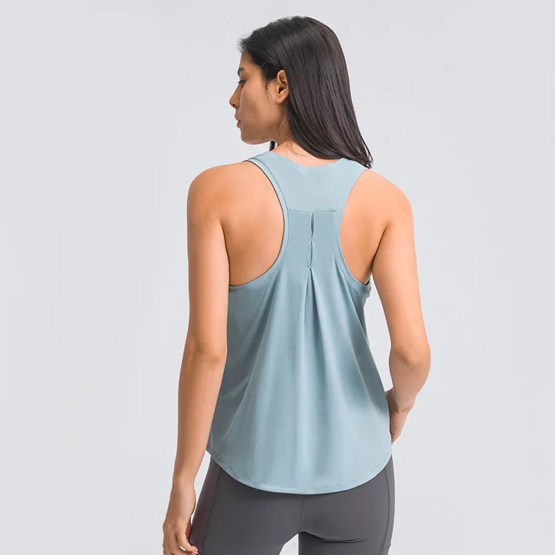 

Summer New Wholesale Custom Logo Women Workout Crop Tank Yoga Sleeveless Racer Back Running Fitness Gym Sports Yoga Vest, Black,pink,light blue,blue