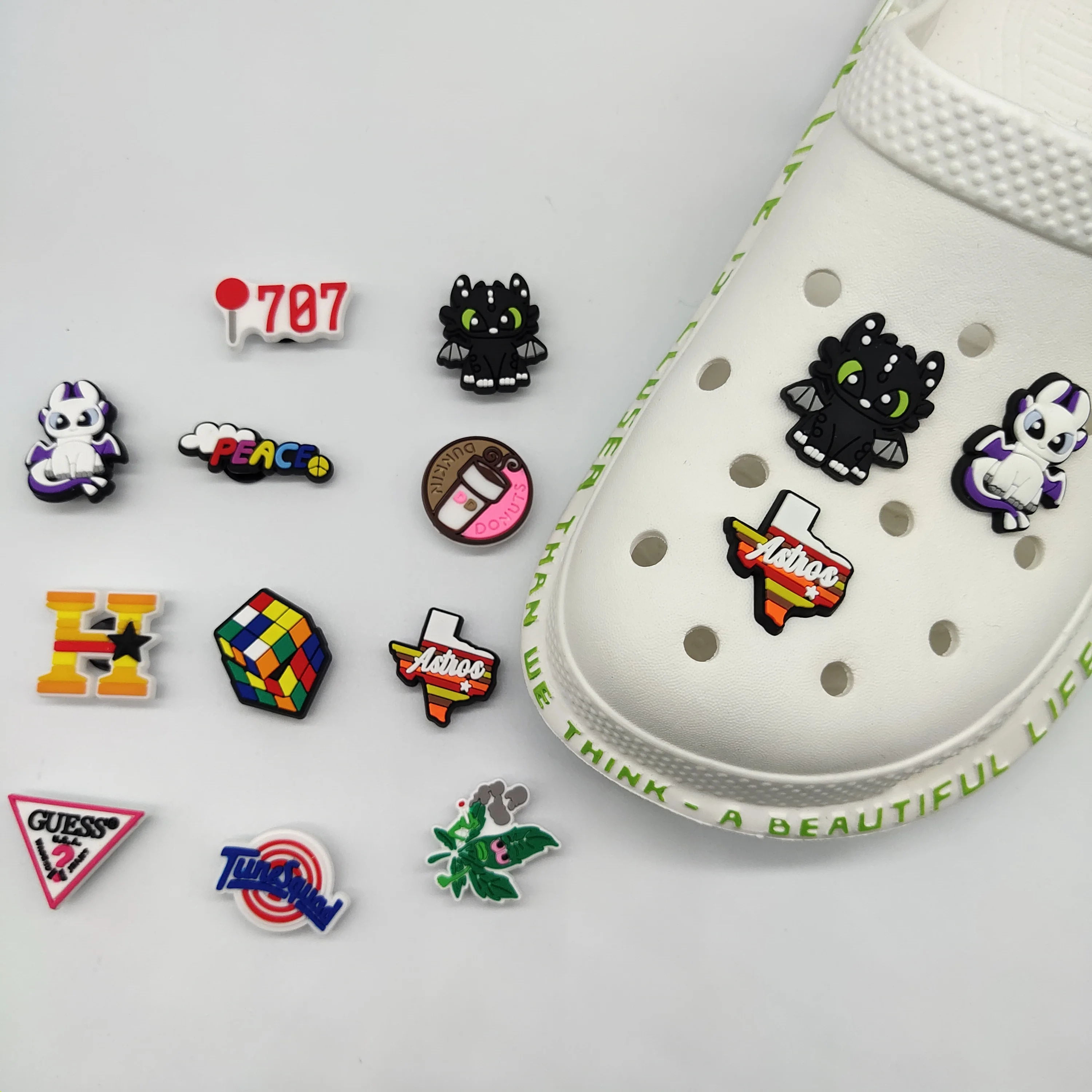 

Houston new design wholesale custom DIY shoe croc charms pvc soft Shoe decoration clog As a gift for the child