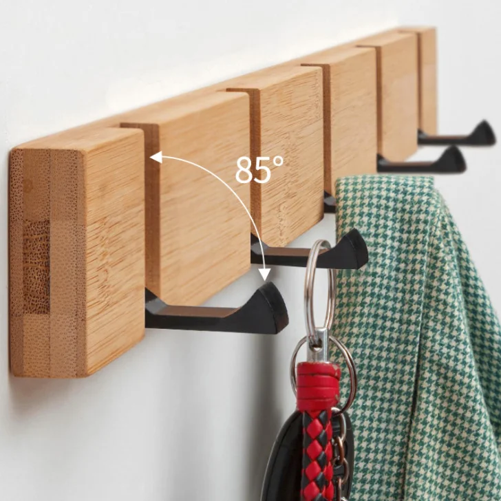 

Adjustable Bamboo Entryway Wall Shelf Hanging Shelf Wall Mounted Coat Hook Rack for Clothes Storage, White/coffee/wood