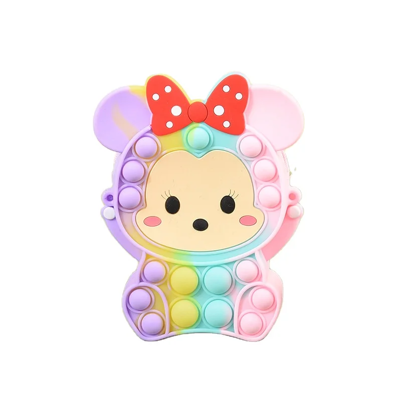 

Pop toys kids fidget toys bag silicone cartoon character crossbody shoulder bag